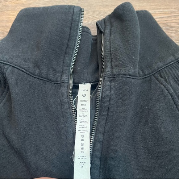 Lululemon Scuba Oversized Funnel Neck Half Zip Hoodie XL/XXL Black Cotton Terry - Picture 9 of 10